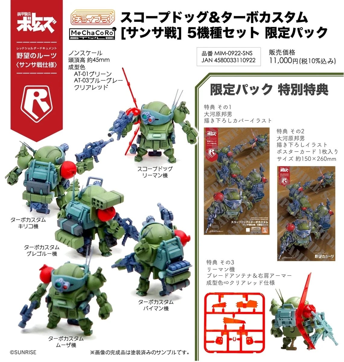 《裝甲騎兵》迷你模型「聖薩戰」五機限定組登場!大河原邦男親繪包裝預計 2026 年發售