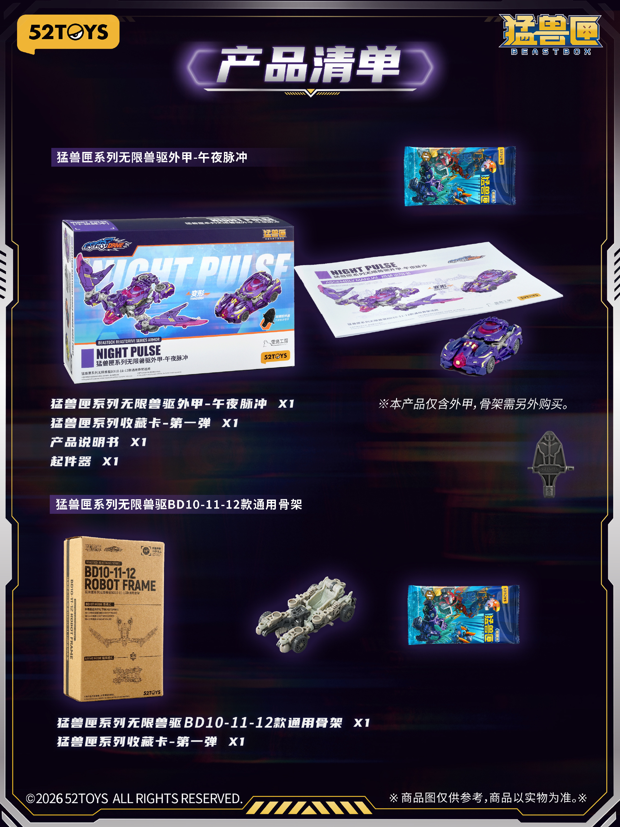 52TOYS《NIGHT PULSE》蝙蝠變形流線跑車 組裝模型售價約台幣 372 元支援互換改裝