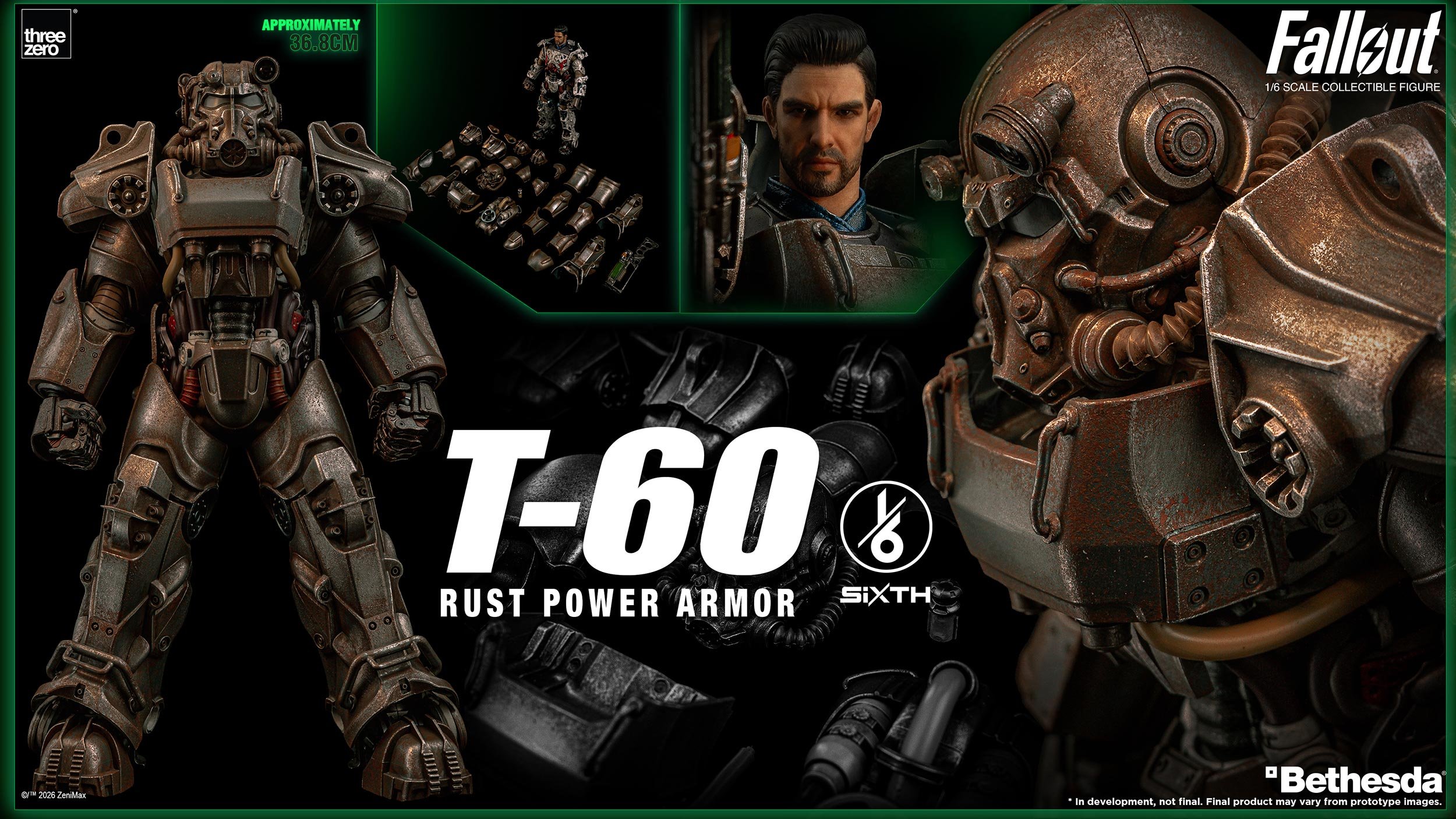 threezero《Fallout》1/6 T-60動力裝甲 2026年發售 四層塗裝重現舊化感