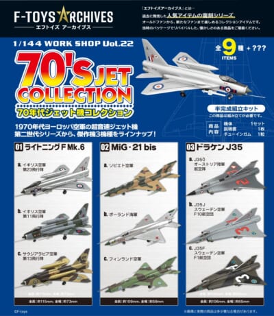 F-toys《70年代噴射機收藏》食玩 2027 年 4 月復刻發售 收錄 MiG-21 與龍式等經典機型