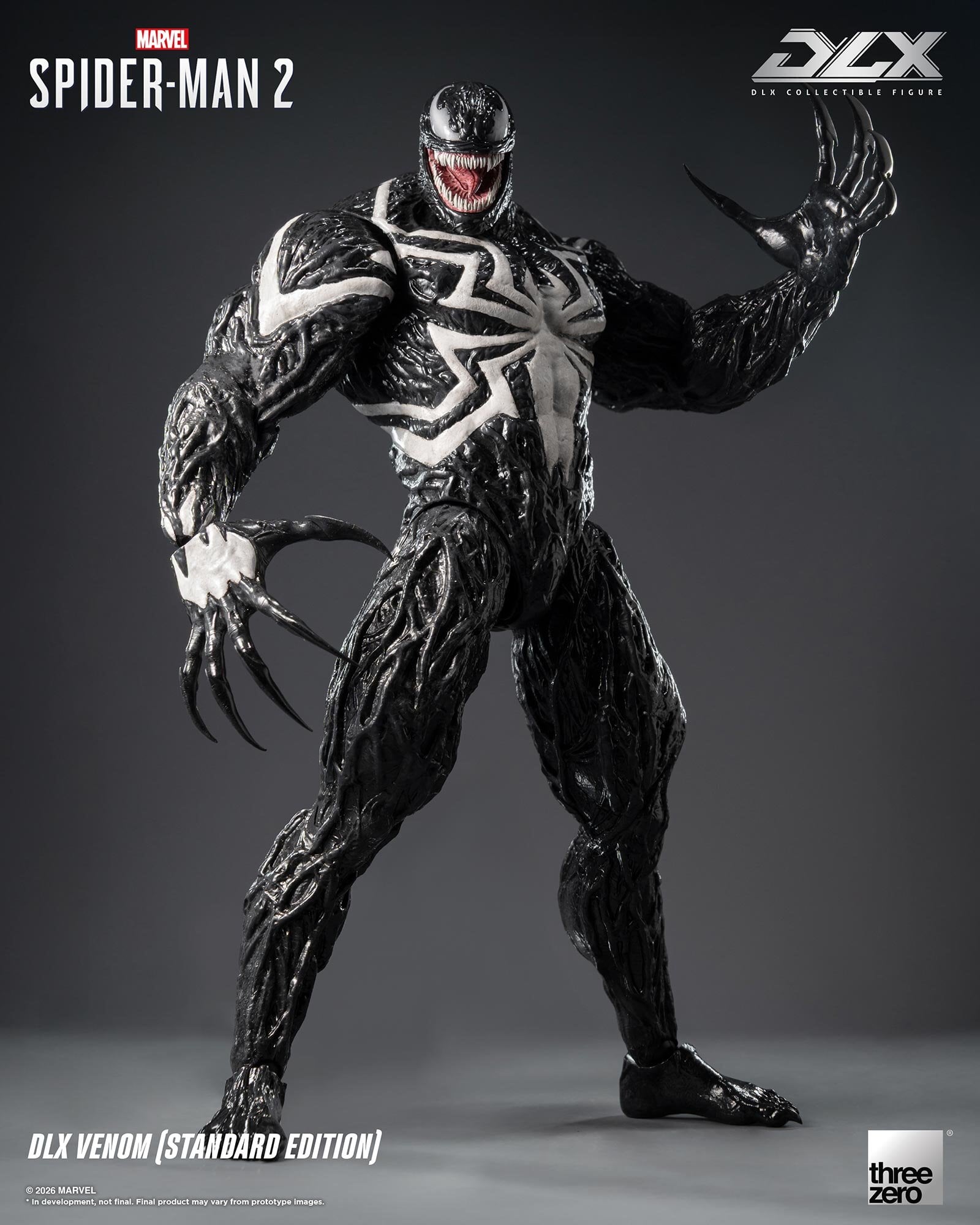 threezero 發表《Marvel’s Spider-Man 2》DLX 猛毒合金人偶預計 2027 年發售,全高 29 公分具備 33 處關節