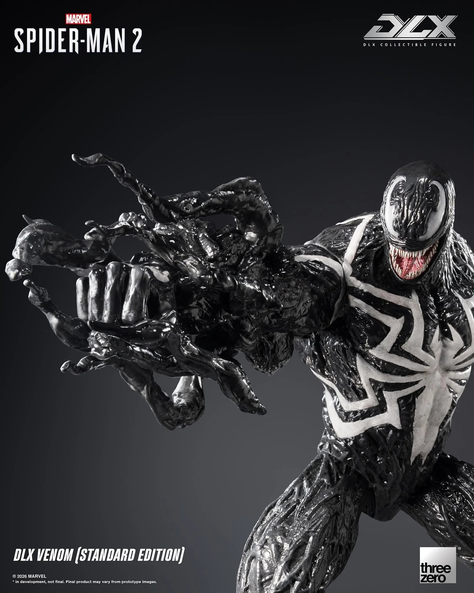 threezero 發表《Marvel’s Spider-Man 2》DLX 猛毒合金人偶預計 2027 年發售,全高 29 公分具備 33 處關節