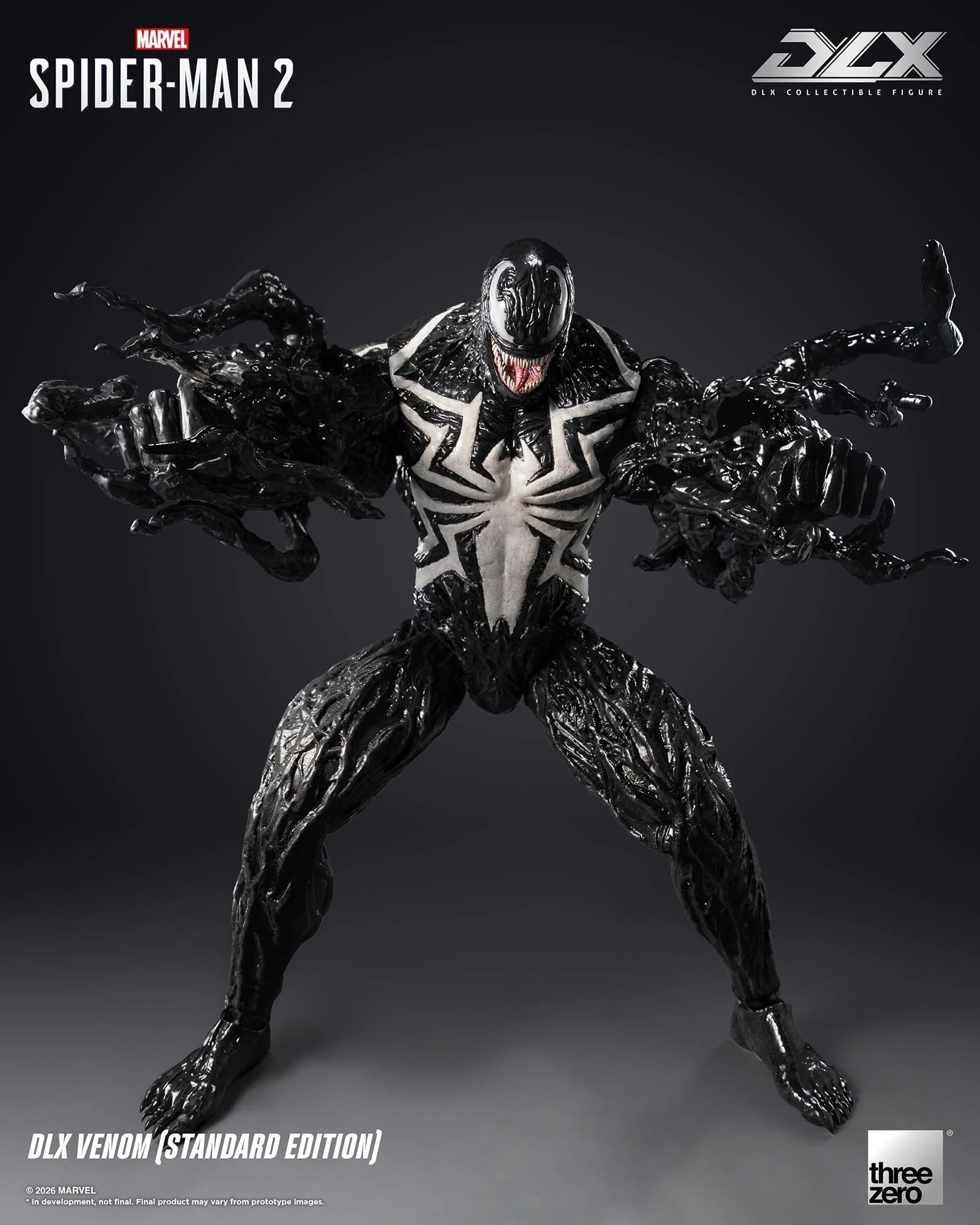 threezero 發表《Marvel’s Spider-Man 2》DLX 猛毒合金人偶預計 2027 年發售,全高 29 公分具備 33 處關節