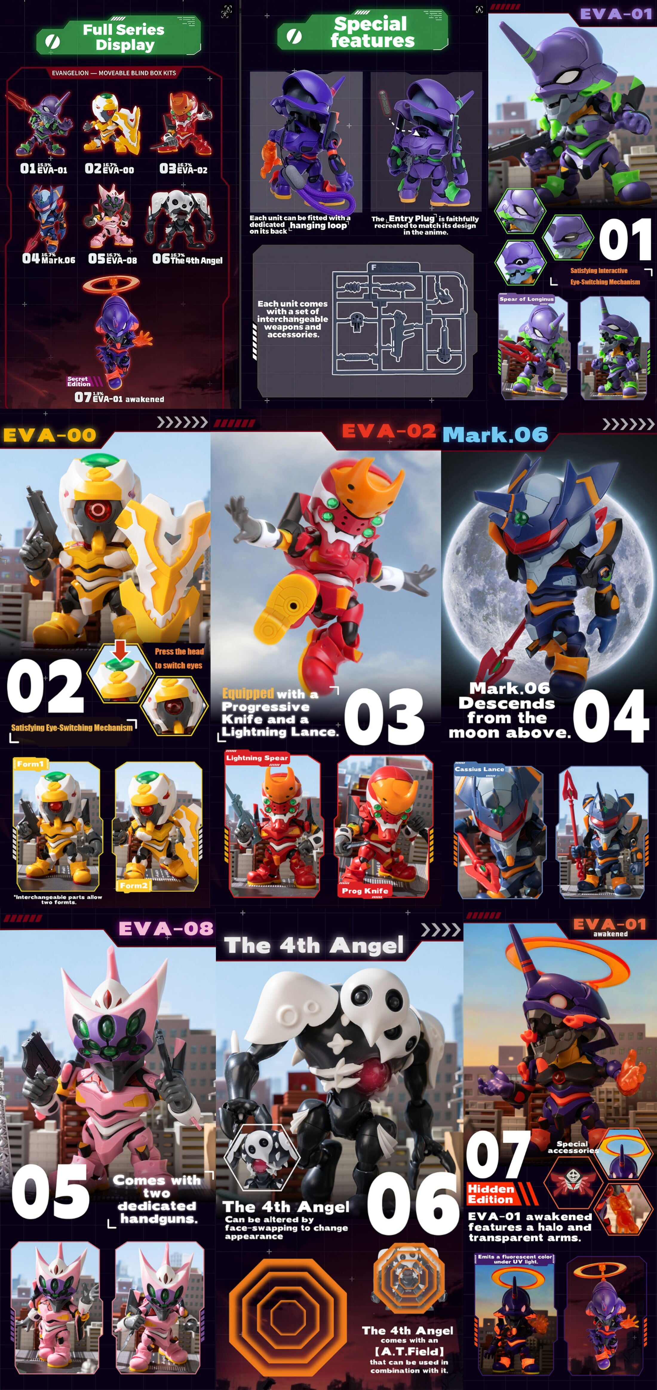 SOSKILL 推出《新世紀福音戰士》盒玩組裝模型 掌上比例收錄初號機等經典 6 款機體