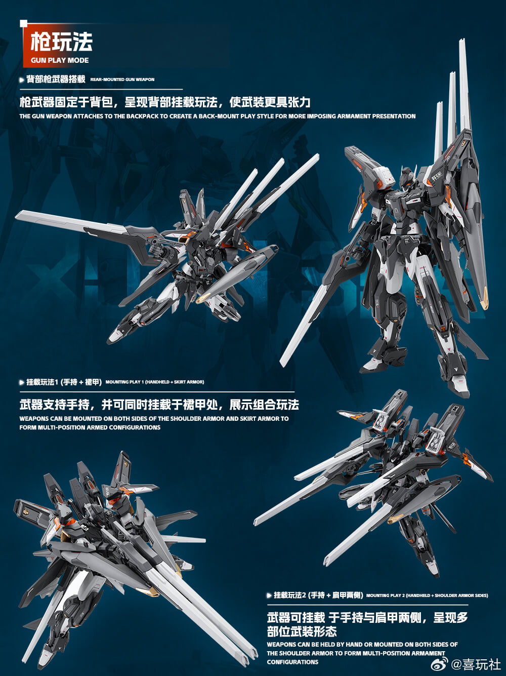 喜玩社《玄鯊 概念型》合金骨架 23公分海量武裝約600元